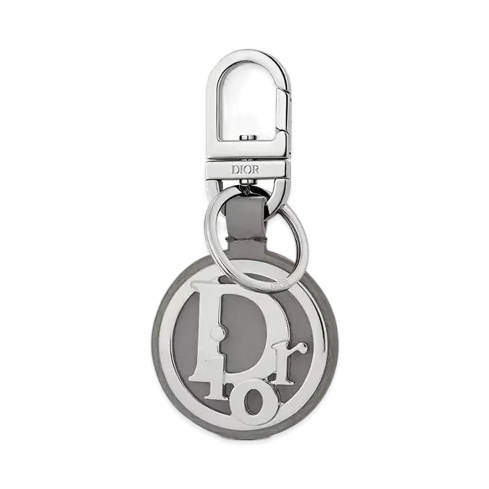 Dior D-Touch Keyring Grained Calfskin With Dior Oblique Signature "Gray"
