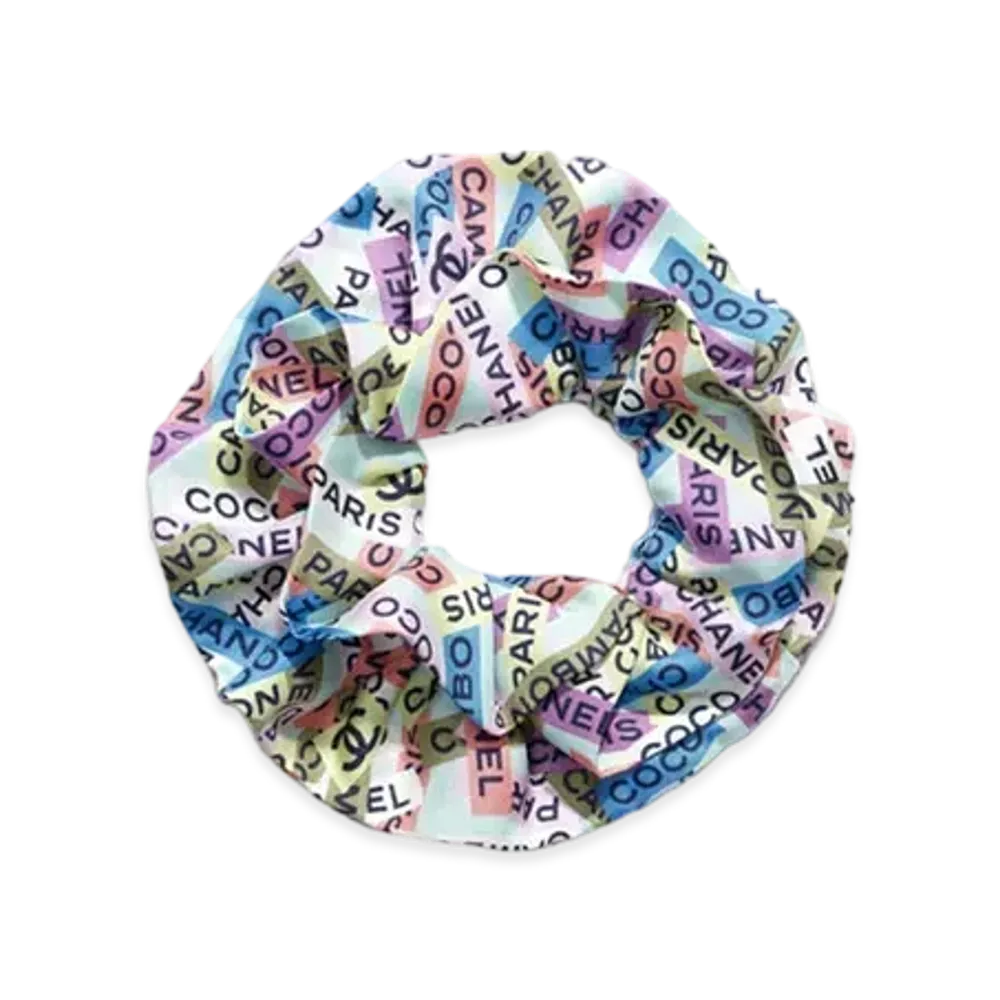CHANEL Hair Accessory Silk Twill "Light Turquoise/Multicolor"