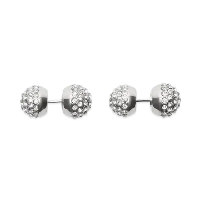 Acne Studios Crystal Stud Earrings "Semi-Matte Silver/Transparent"