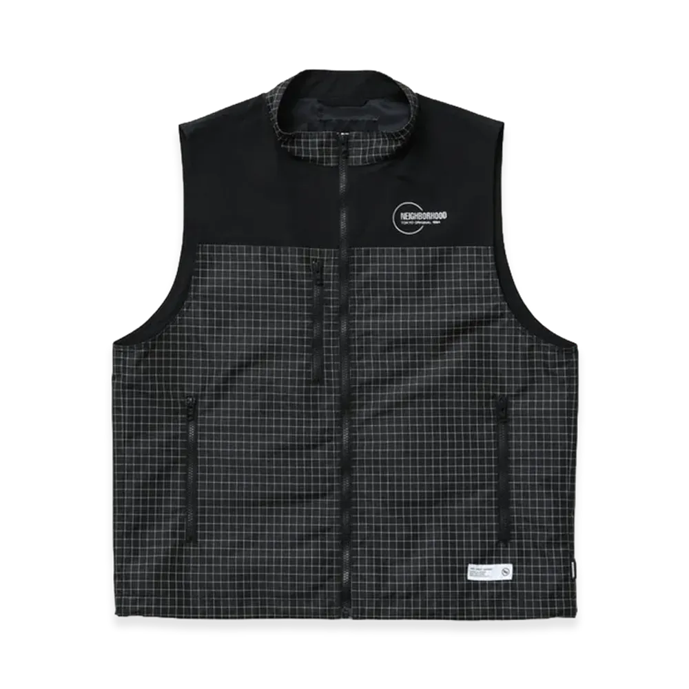 NEIGHBORHOOD Reflective Stand Collar Vest "Black"