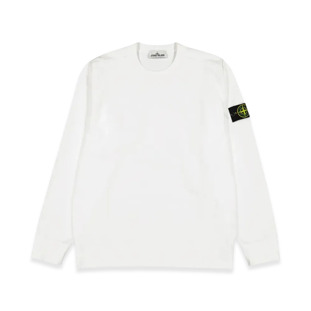 Stone Island 63750 Garment Dyed Heavy Cotton Long Sleeve T-Shirt - 22SS "White"