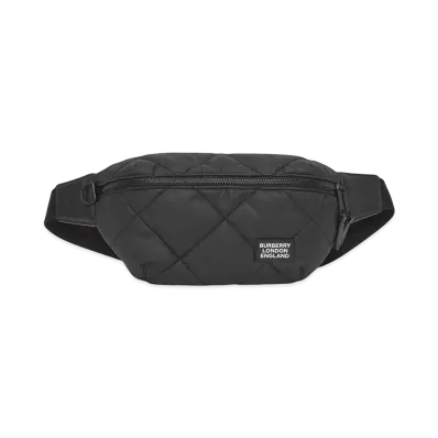 Burberry Diamond Quilted Cotton Sonny Bum Bag "Black"