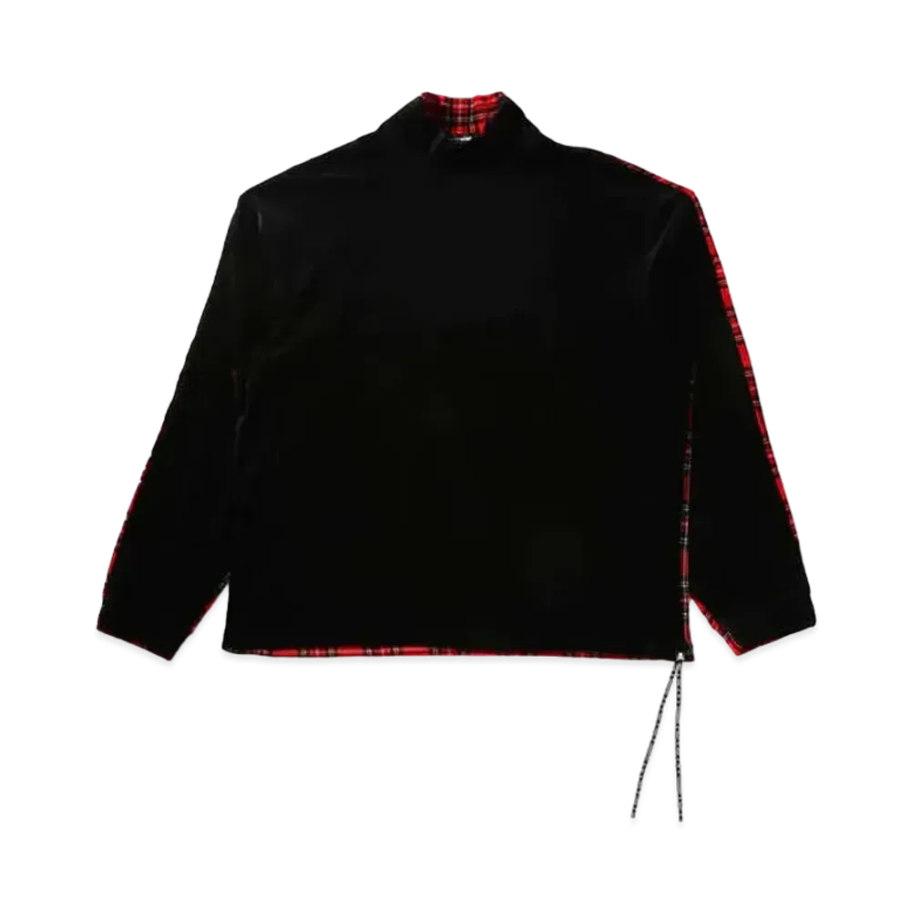 mastermind JAPAN Boxy Velour 2 Color Hi Neck Tee "Black Red"