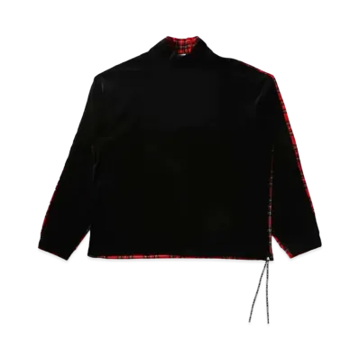 mastermind JAPAN Boxy Velour 2 Color Hi Neck Tee "Black Red"