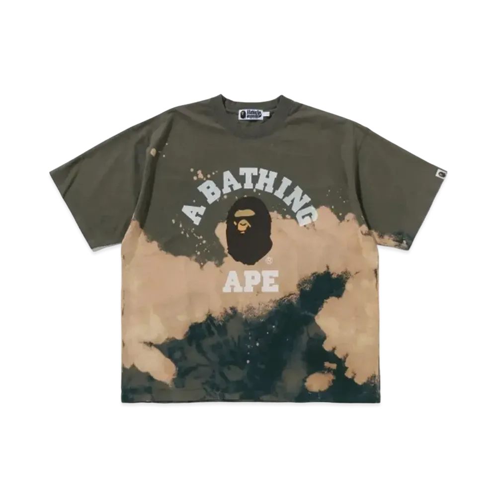A BATHING APE Tie Dye College Relaxed Fit Tee "Beige"