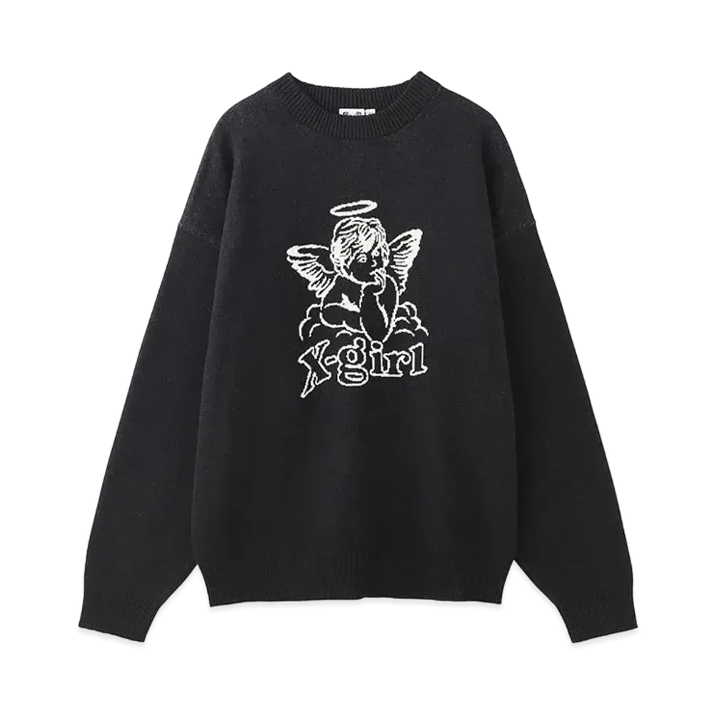 X-Girl Angel Jacquard Knit Top "Black"