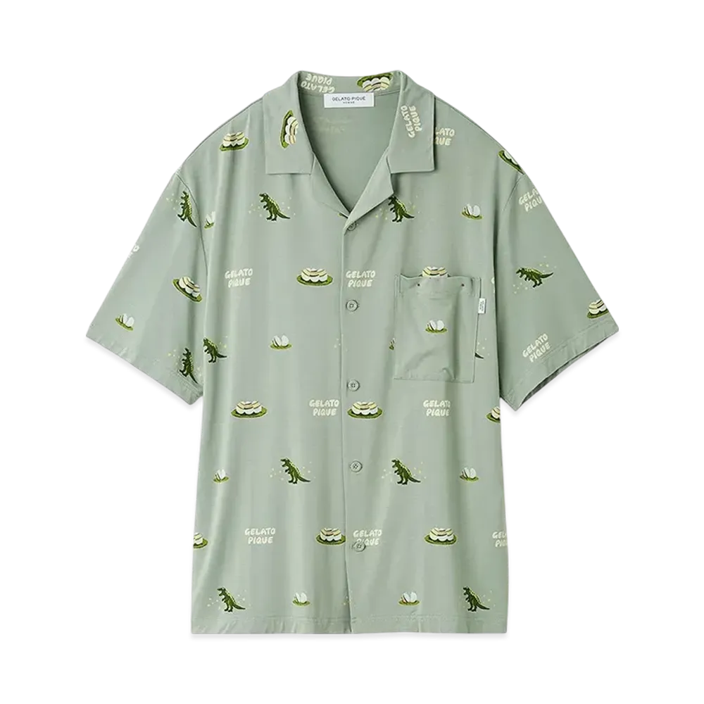 GELATO PIQUE Homme Dinosaur & Egg All-Over Pattern Shirt "Green"
