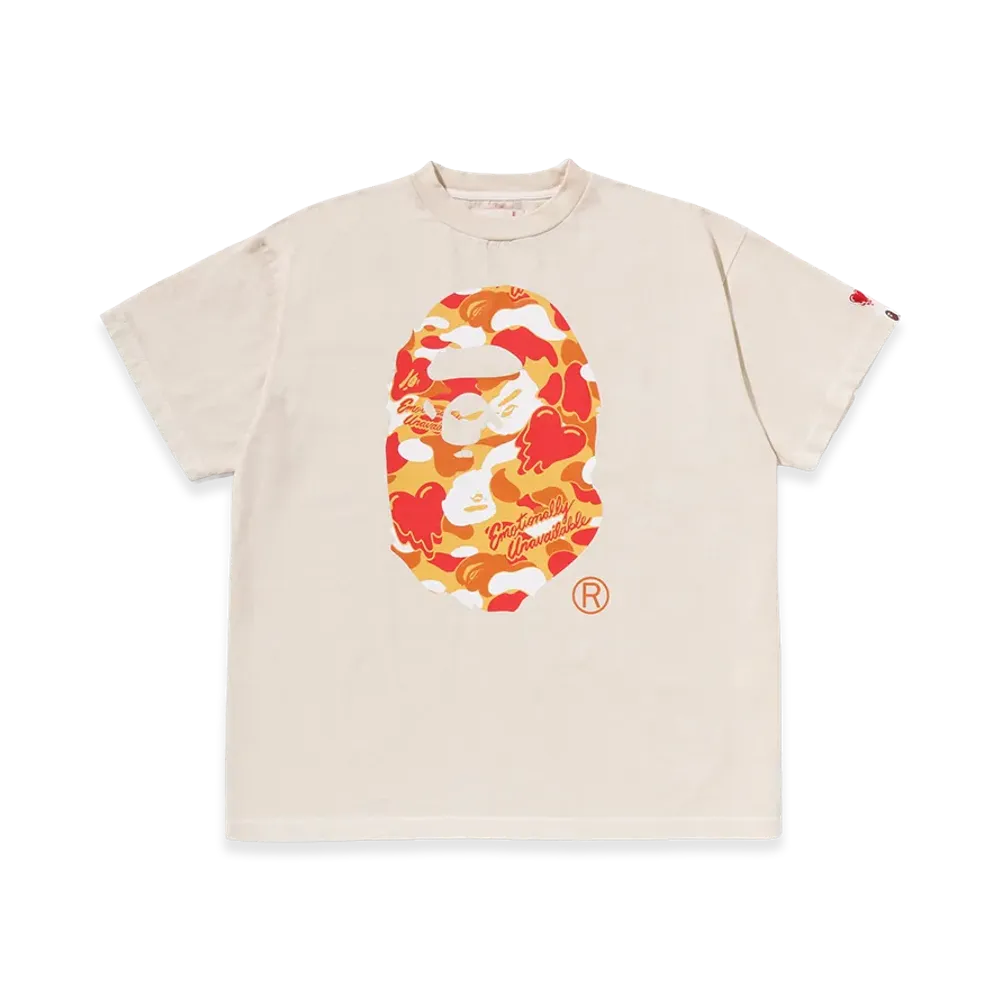 A BATHING APE x EMOTIONALLY UNAVAILABLE Ape Head Tee "Ivory"
