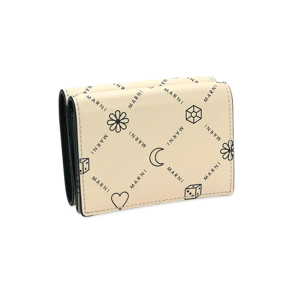 MARNI Women's MARNI Tri-Fold Double Hook Wallet "Light Beige/Black"