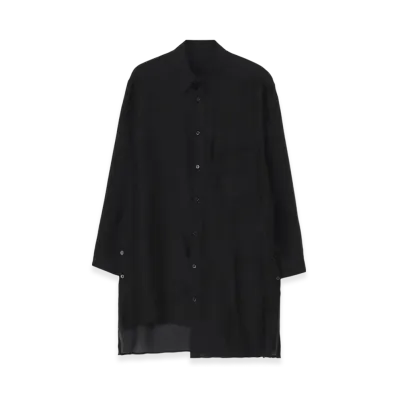 Yohji Yamamoto POUR HOMME 8M Silk Back Paneled Slit Blouse "Black"