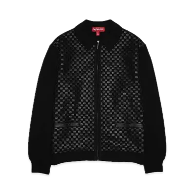 Supreme Woven Leather Zip Up Cardigan "Black"