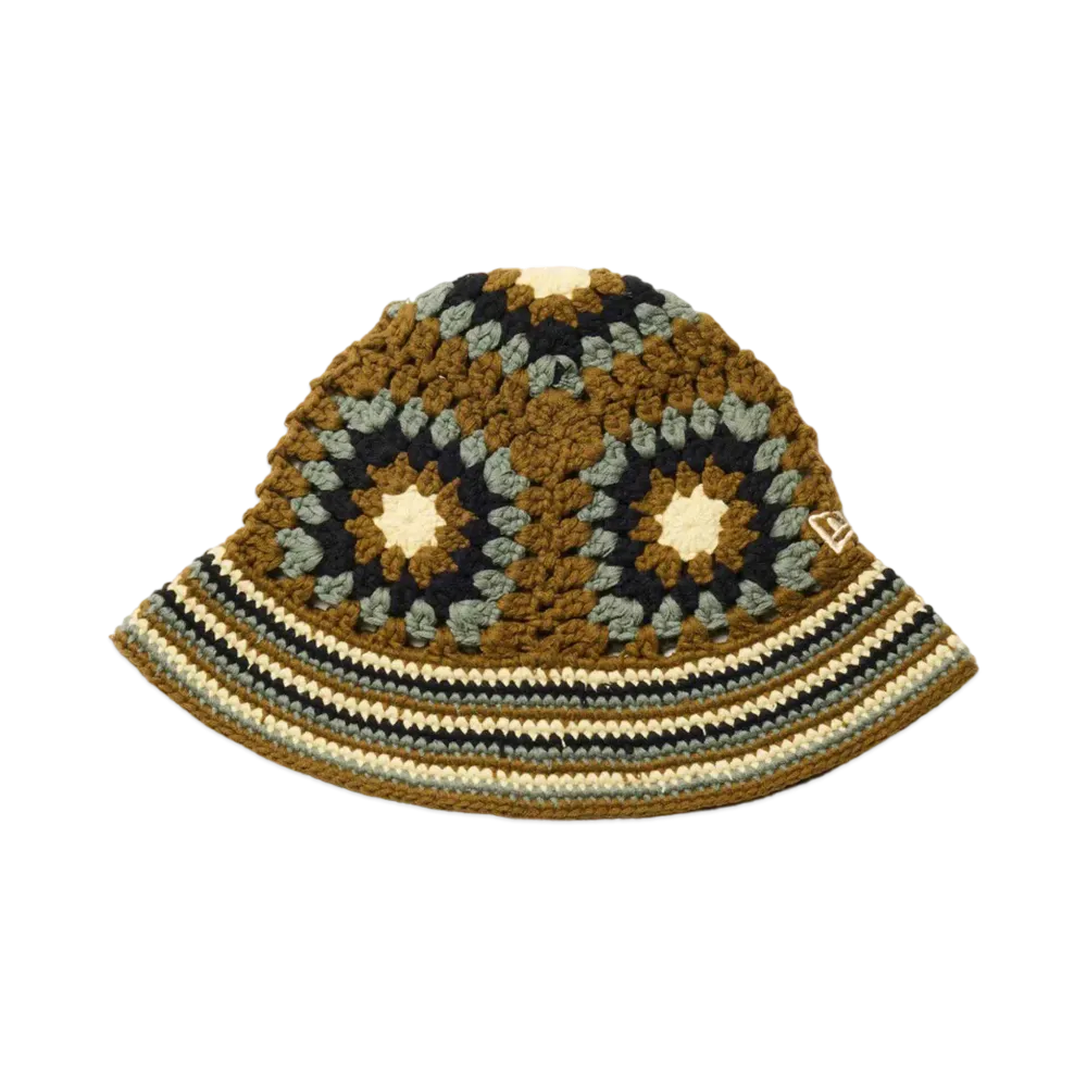 NEW ERA Croche Knit Bucket "Black/Walnut/Olive"