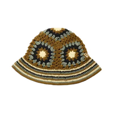 NEW ERA Croche Knit Bucket "Black/Walnut/Olive"
