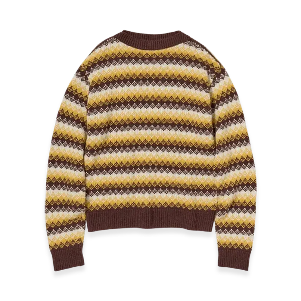 AURALEE Cashmere Jacquard Knit P/O "Burgundy Yellow"