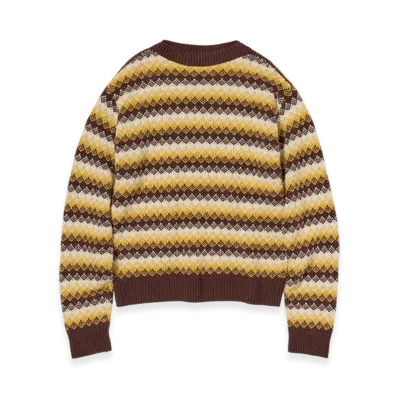 AURALEE Cashmere Jacquard Knit P/O "Burgundy Yellow"