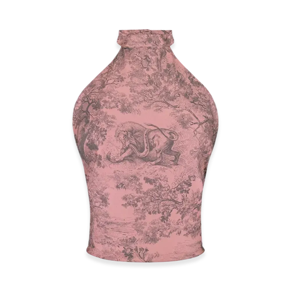 Dior Women's Toile De Jouy Sauvage Dior Silk Twill Top "Pink Gray"