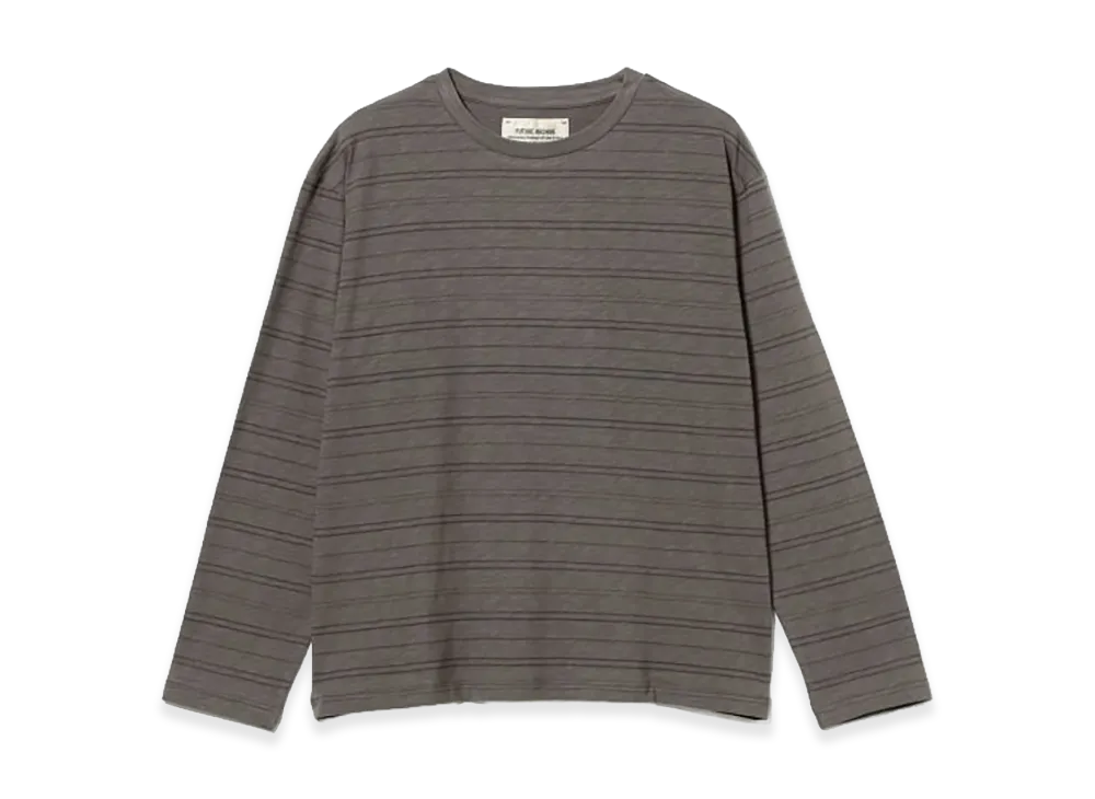 BEAMS FUTURE ARCHIVE Slub Border Long Sleeve Tee "Charcoal"