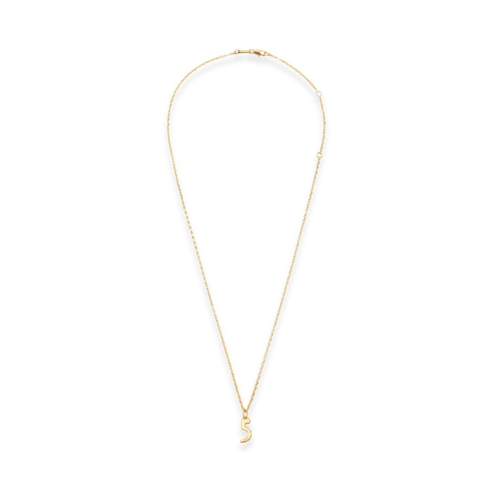 AMI PARIS Brass Hammered 5 Pendant Necklace "Gold"