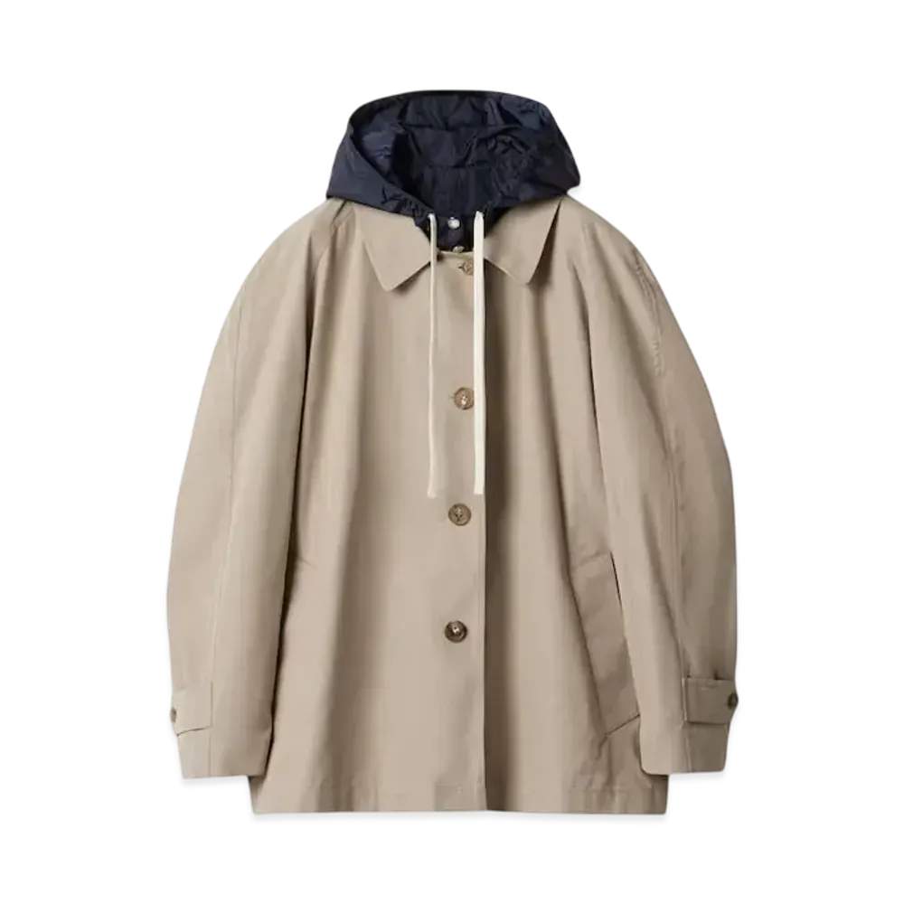 MIUMIU Women's Panama Cotton and Technical Ponge Blouson Jacket "Gray/Navy"