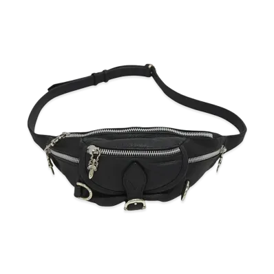 Chrome Hearts SNAT PACK Mini Dagger Zip Gunslinger Belt Leather Body Bag "Black/Silver"