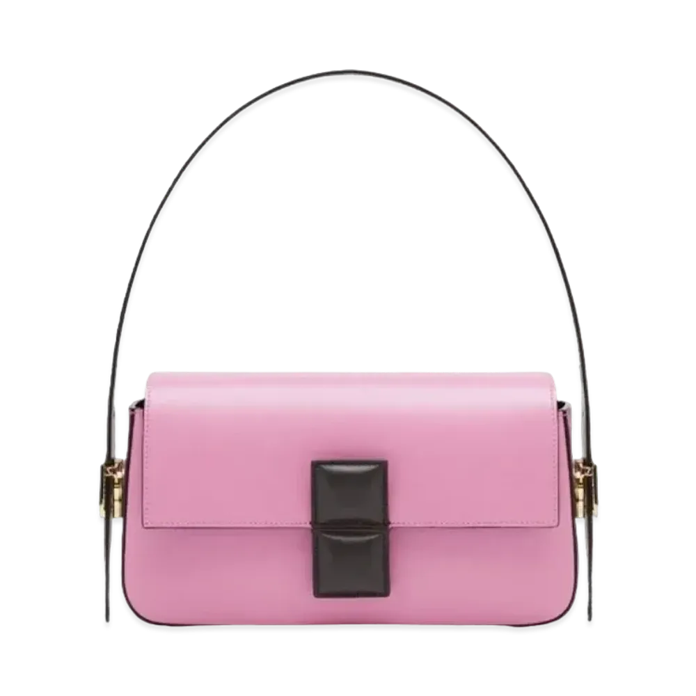 FENDI Baguette Color Block Leather Bag "Pink/Dark Brown"
