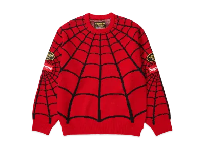 Supreme x Vanson Leathers Spider-Man Sweater "Red"