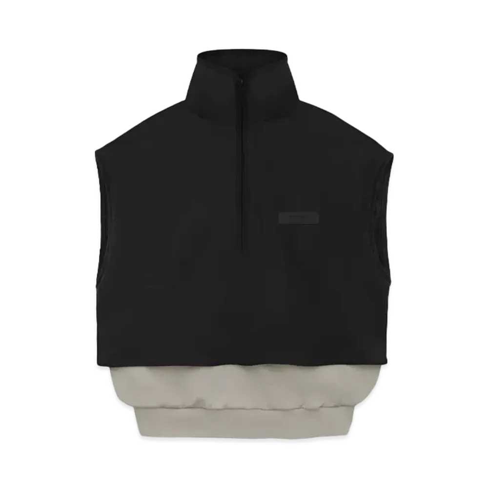 FEAR OF GOD ESSENTIALS Nylon Fleece Mockneck Vest "Seal/Jet Black"
