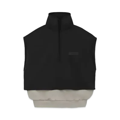 FEAR OF GOD ESSENTIALS Nylon Fleece Mockneck Vest "Seal/Jet Black"
