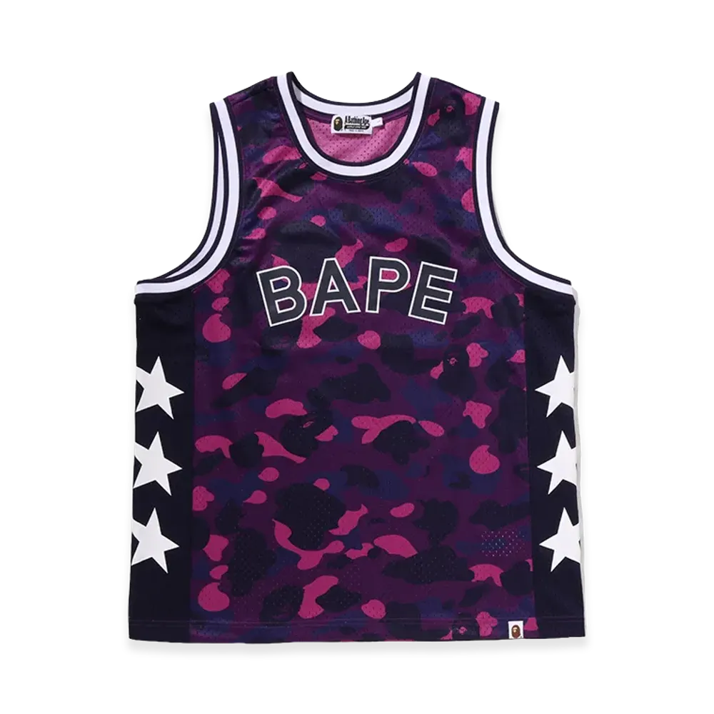 A BATHING APE Mesh Multi Logo Relaxed Fit Tank Top "Purple"