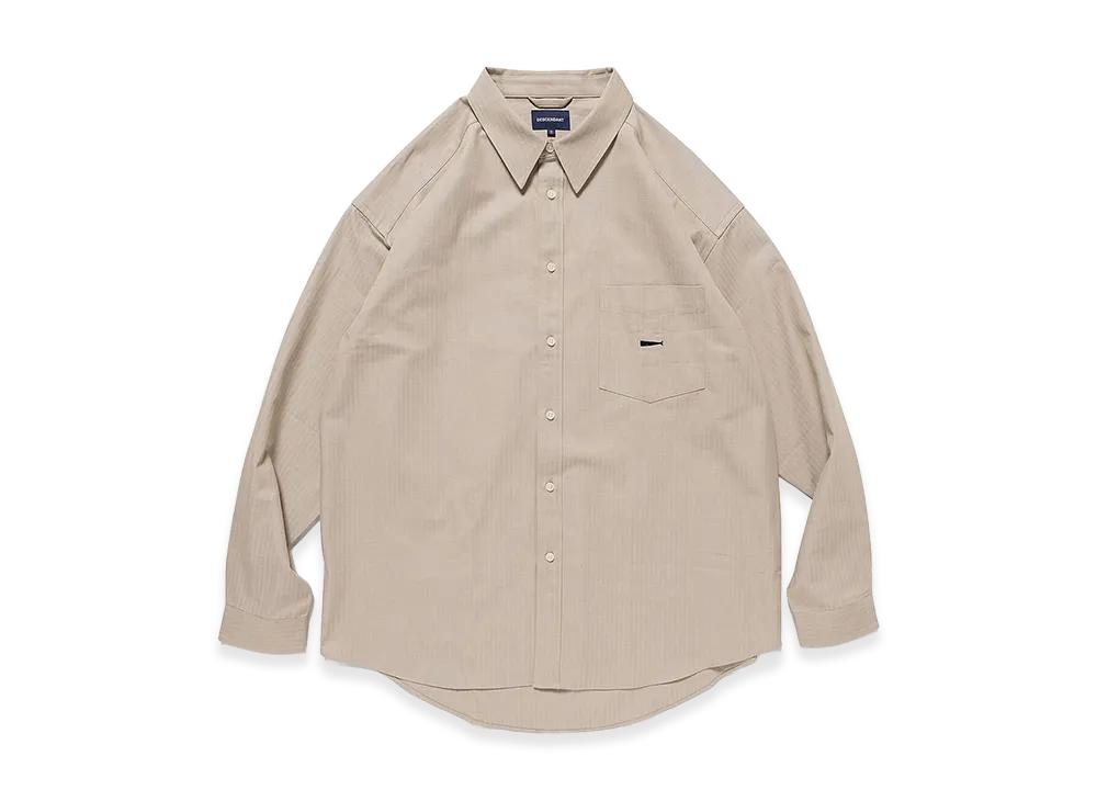 DESCENDANT Palm Herringbone LS Shirt "Beige"