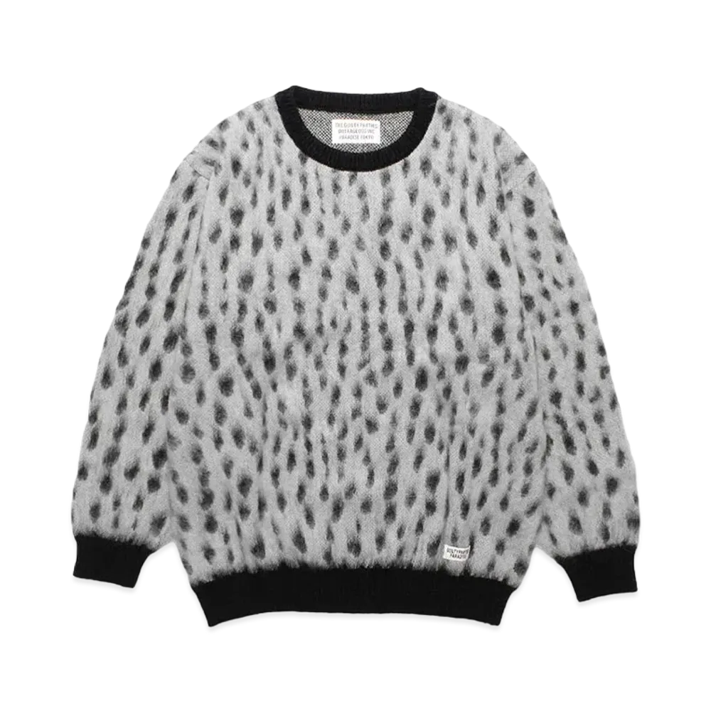WACKO MARIA Leopard Jacquard Mohair Knit Sweater "White"