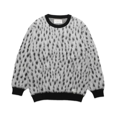 WACKO MARIA Leopard Jacquard Mohair Knit Sweater "White"