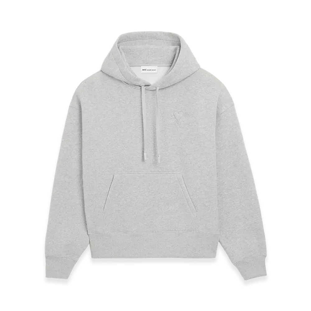 AMI PARIS Cotton Embossed Ami De Coeur Hoodie "Grey"