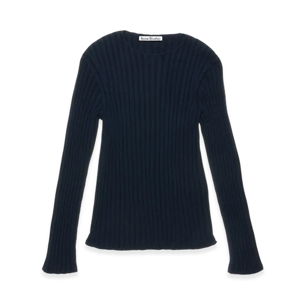 Acne Studios Ribbed Crewneck Knitwear "Navy/Navy"