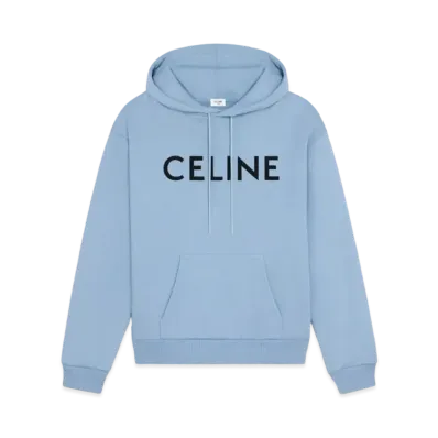 CELINE Loose Hoodie In Cotton Fleece "Washed Blue/Black"