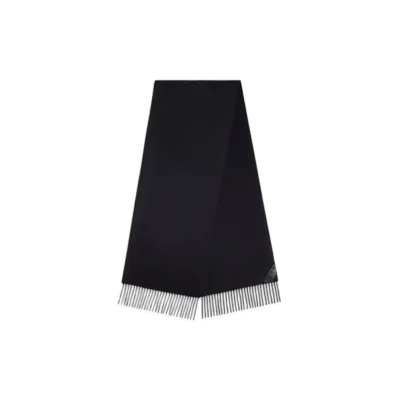 Bottega Veneta Cashmere Scarf With Leather Patch "Navy Melange"
