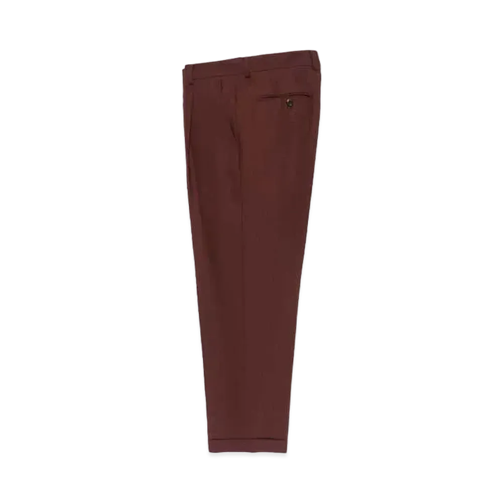 WACKO MARIA DORMEUIL / Pleated Trousers (Type-1) , Straight Trousers "Dark Red"