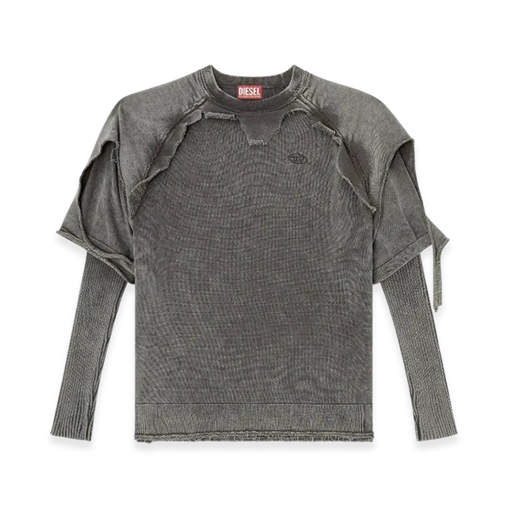 Diesel K-Petro Layered Sweater With Destroyed Effect "Dark Gray"