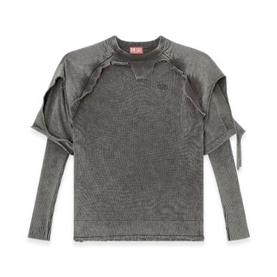 Diesel K-Petro Layered Sweater With Destroyed Effect "Dark Gray"