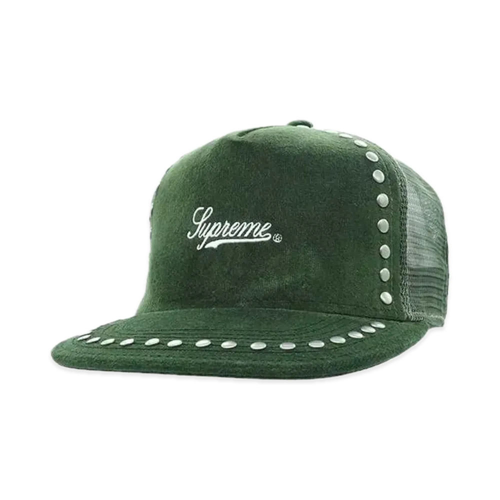 Supreme Studded Velvet Mesh Back 5-Panel "Green"