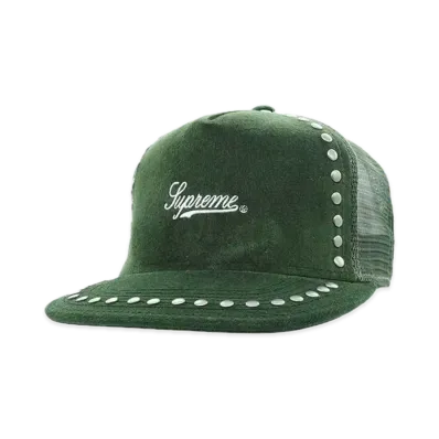 Supreme Studded Velvet Mesh Back 5-Panel "Green"