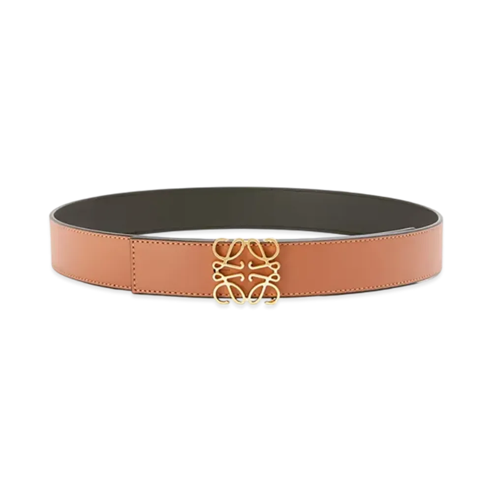 LOEWE Reversible Anagram Belt "Tan/Black/Gold"