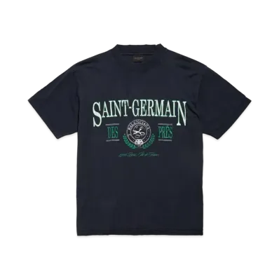 BALENCIAGA Saint Germain T-Shirt Small Fit in Thin Jersey "Dark Blue"