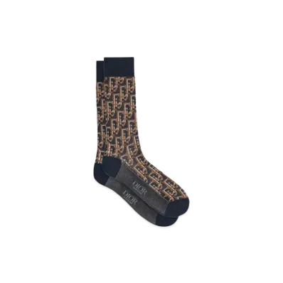 Dior Dior Oblique Socks Technical Cotton Jacquard "Navy Blue"