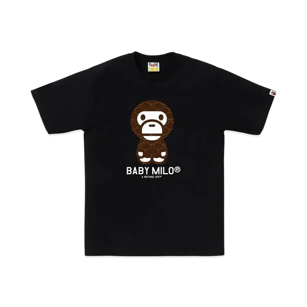 A BATHING APE College Monogram Baby Milo Tee "Black/Green"