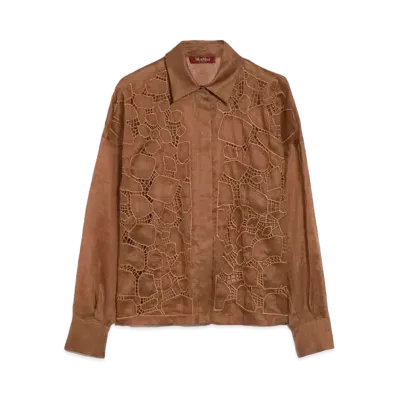 Max Mara Picasso Pure Ramie Gauze Shirt "Caramel"