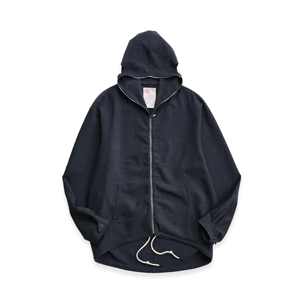 NICENESS Markus Drape Zip Up Hoodie "Charcoal"