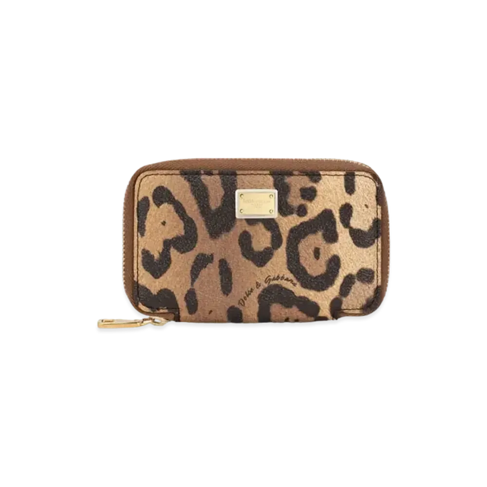 Dolce&Gabbana Key Case Crespo Leopard Printed Logo Plate "Multicolor"