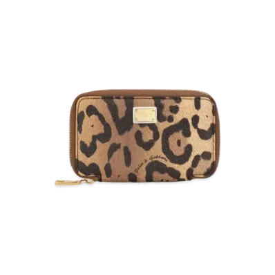 Dolce&Gabbana Key Case Crespo Leopard Printed Logo Plate "Multicolor"