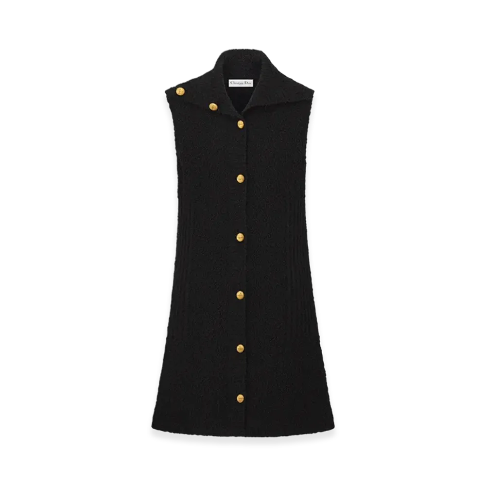 Dior Women's Cotton and Wool Blend Knit Long Vest "Black"